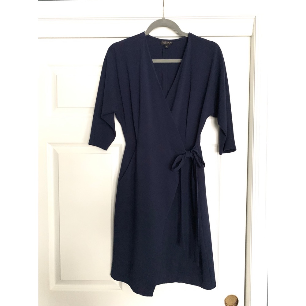 Navy Blue TOP SHOP wrap dress.